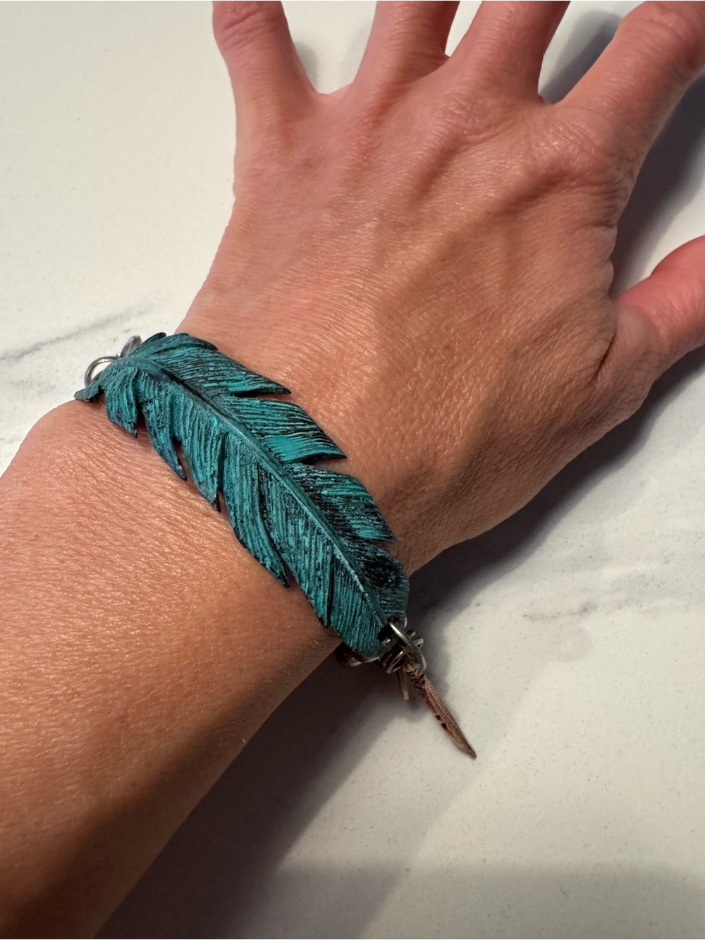 Turquoise Feather and charm Bracelet UNIQUE